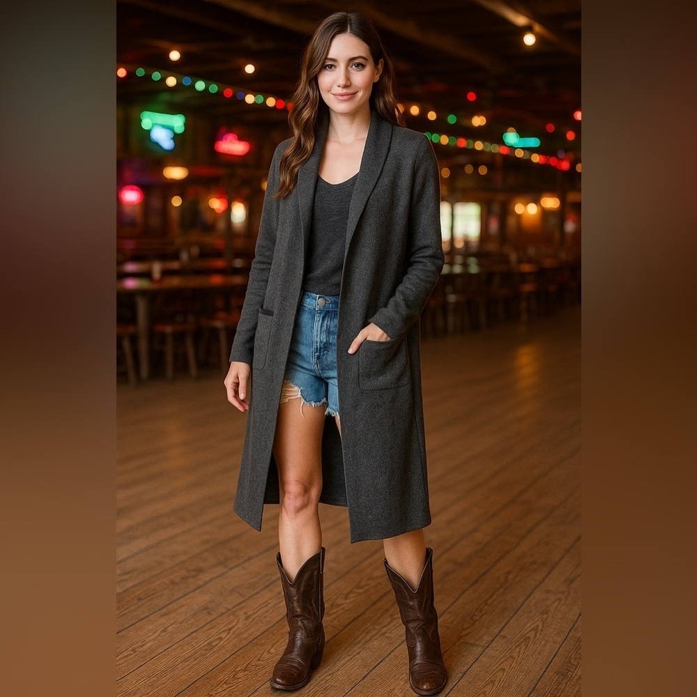 NWOT Matty Long Tweed Duster Jacket Cardigan - Size Medium